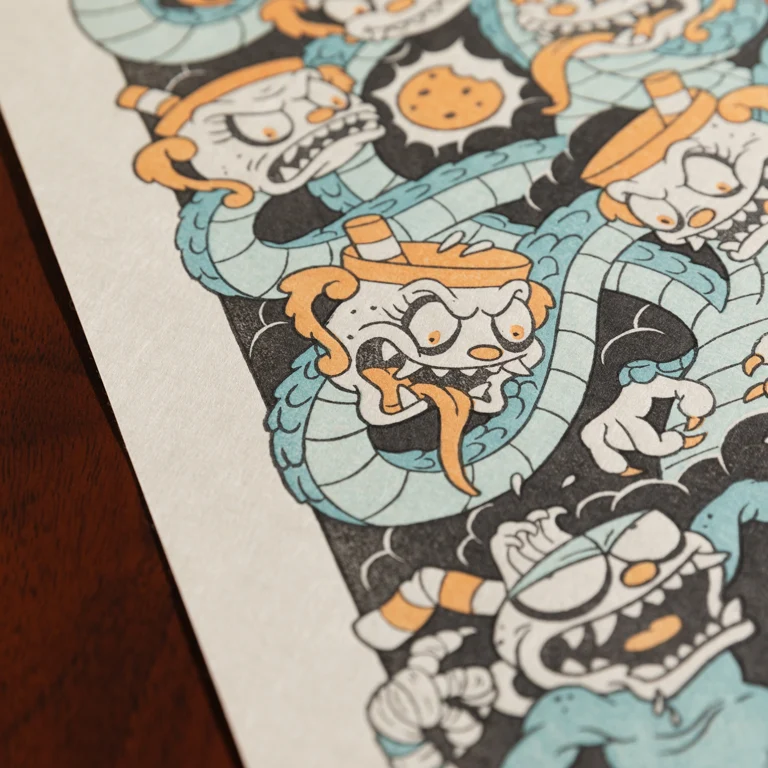 Ms. Chalice - Orochi Limited Edition Woodblock Print (Cuphead) - Image 5